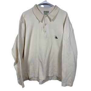 Vintage 90s JNCO Cream Ribbed Long Sleeve Polo Sweater USA Made Men's Large